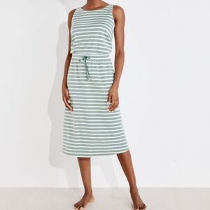 Haven Well Within NEW Womens XXL Green White Striped Coastal Jersey Midi Dress